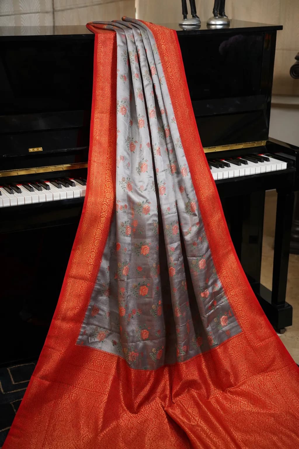 Maroon Soft Silk Swarovski Zari Weave Saree
