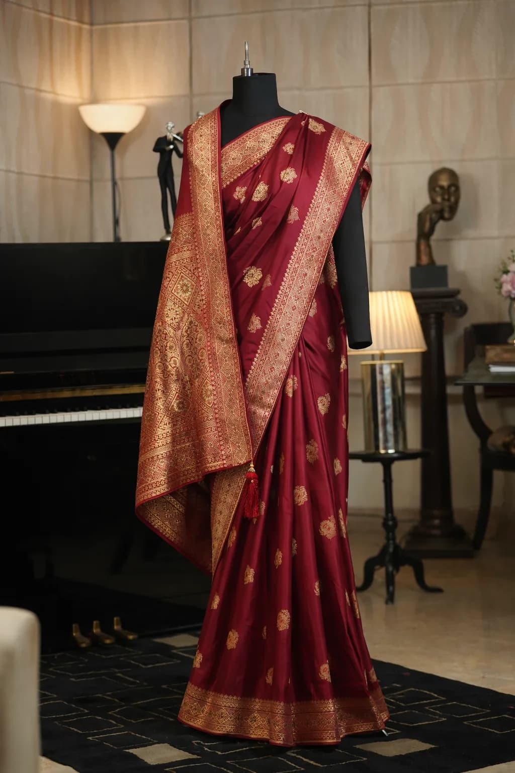 Dark Green Bandhani Swarovski Pallu Saree
