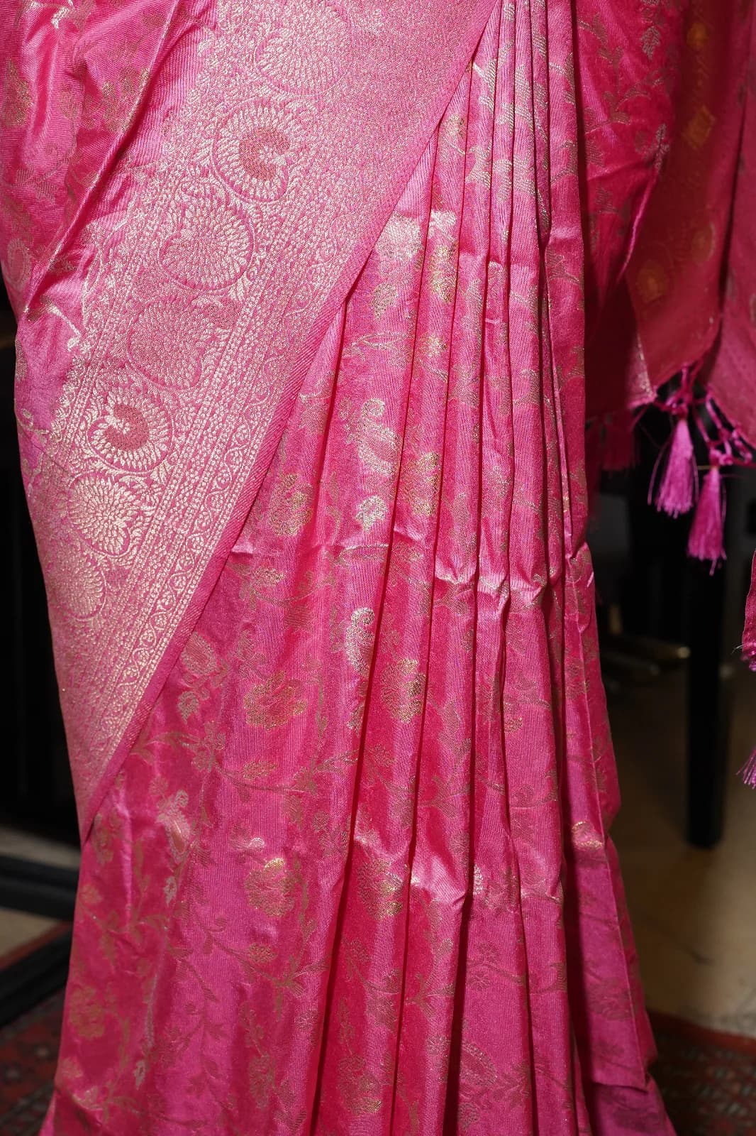 Pink Banarasi Zari Jaal Rich Pallu Saree