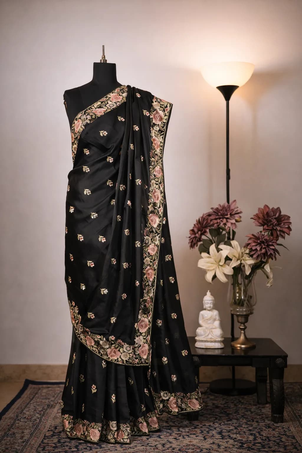 Purple Dupion Applique Faux Silk Saree
