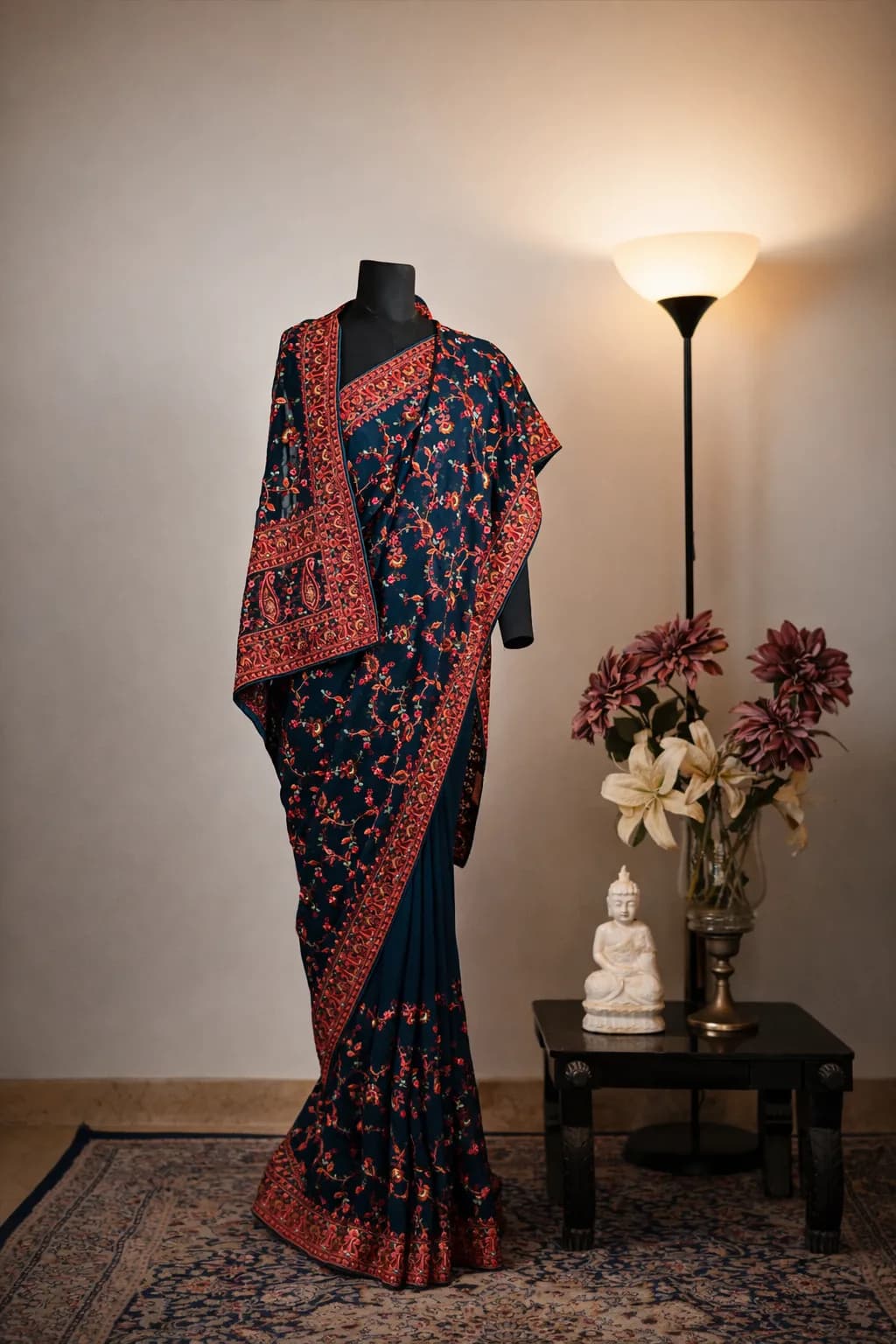 Gajari Pink Pashmina Concept Saree