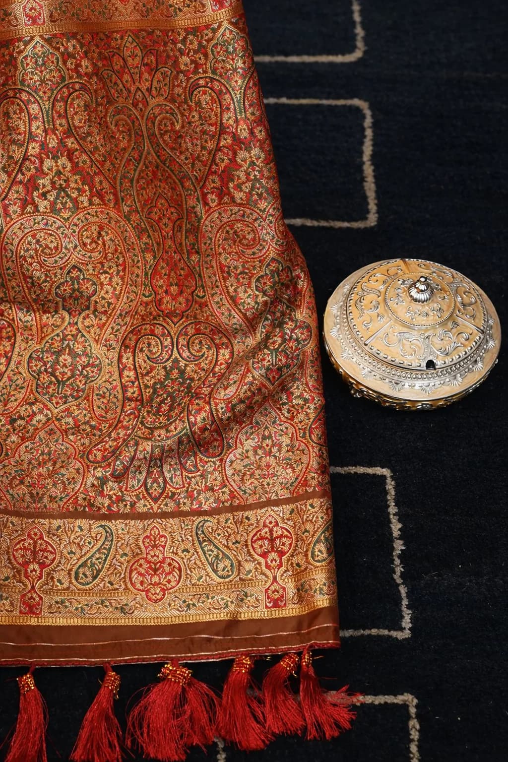 Maroon Printed Linen Cotton Saree